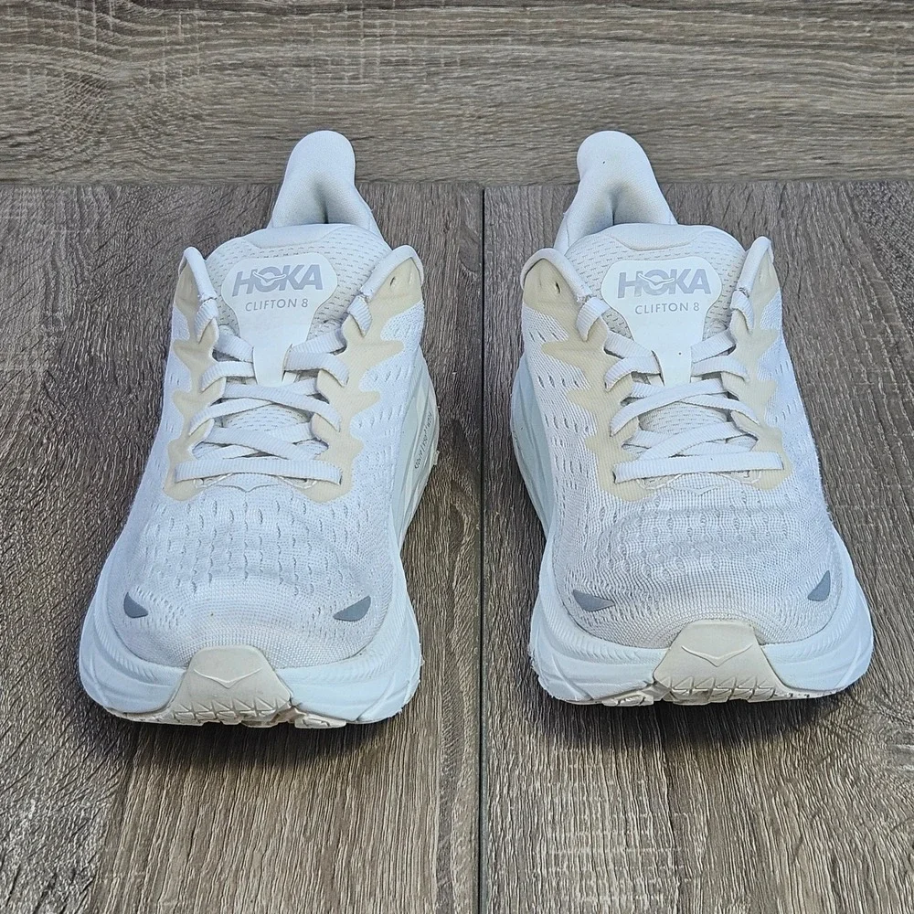 Hoka One One Clifton 8 Womens Running Shoes White Cream 1119394 WWH Size 8B